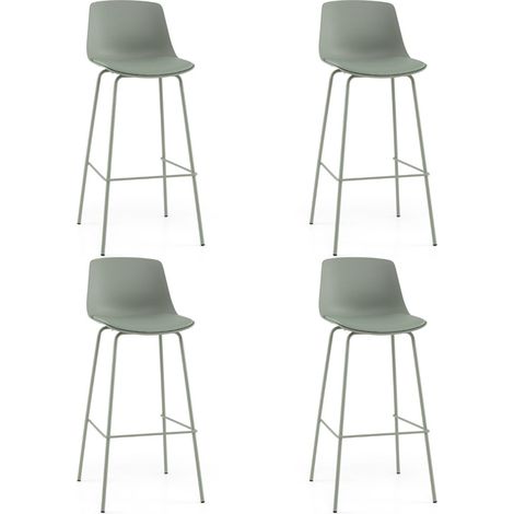Set di 4 sgabelli alti da bar 48 x 46 x 103 cm comoda seduta imbottita schienale curvo design moderno in similpelle verde 200020599