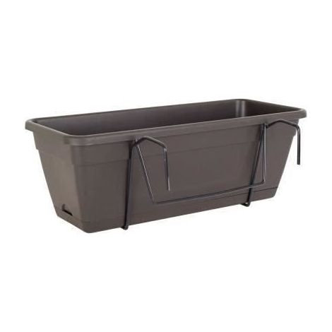 ARTEVASI Kit Jardiniere Venezia avec reserve deau - 10 L - 49 x 19,5 x 16,6 cm - Gris anthracite (1/2)