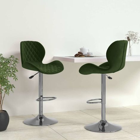 vidaXL Tabourets de bar lot de 2 vert foncé velours (1/5)