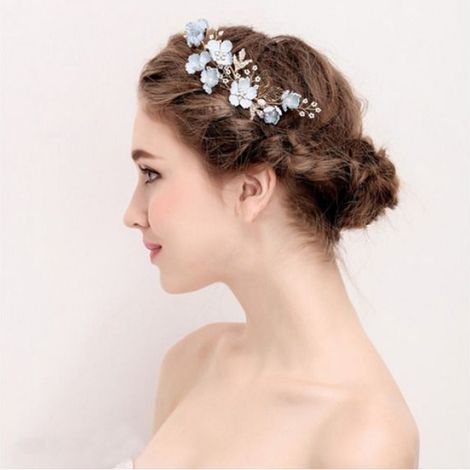 Peignes à cheveux à fleurs tendance, accessoires pour cheveux de bal, de mariée, de mariage, feuilles dorées, bijoux pour cheveu (1/3)