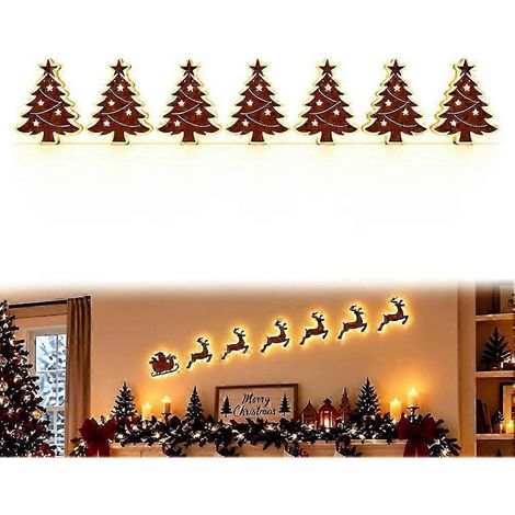 Sticker mural LED Renne - Ambiance chaleureuse de Noël - Installation facile - Décoration murale créative - Accessoire de table à manger - Bon( ) (1/5)