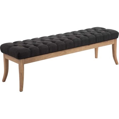 Banc Ramses tissu pieds antique clair Gris foncé 150 cm (1/3)