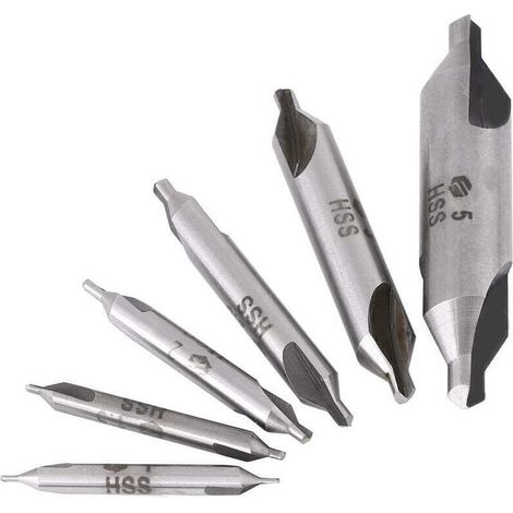 AMXCNOY 6-teiliges HSS 60° Zentrierbohrer-Set Ø 1/1,5/2/2,5/3/5 mm für Metall (1/4)
