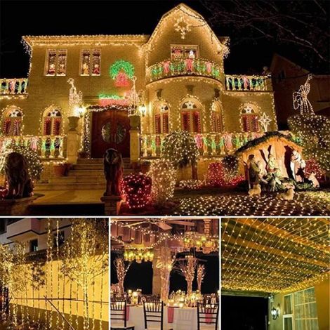 Guirlande lumineuse - 100 LED - Blanc Chaud - 15M - Intérieur/Extérieur - 8 Modes d'Éclairage (1/4)
