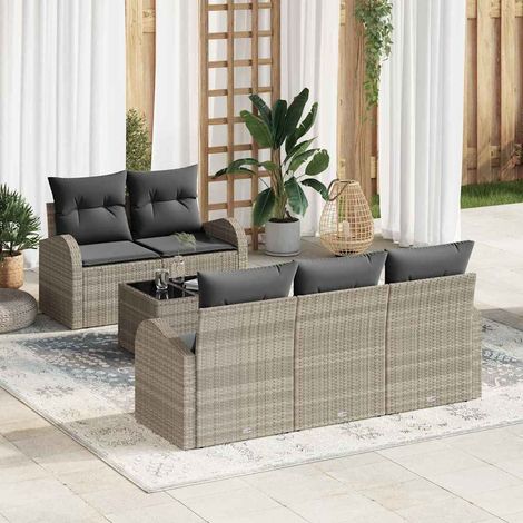 Gartensofa-set Hellgrau 55 x 55 x 37 cm Poly-Rattan