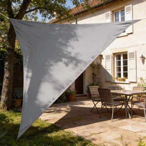 Voile d'ombrage triangulaire 4x4x4m couleur anthracite, toile imperméable avec protection UV 95%, parfait pour jardin, terrasse et espace extérieur (1/5)