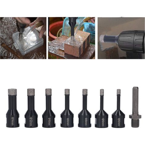 Ensemble de 8 embouts de perçage diamantés brasés noirs M14 de 6 à 14 mm pour marbre (1/5)