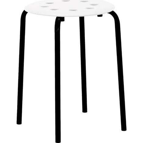 10x Sgabello in metallo H2008 colore bianco con gambe nere