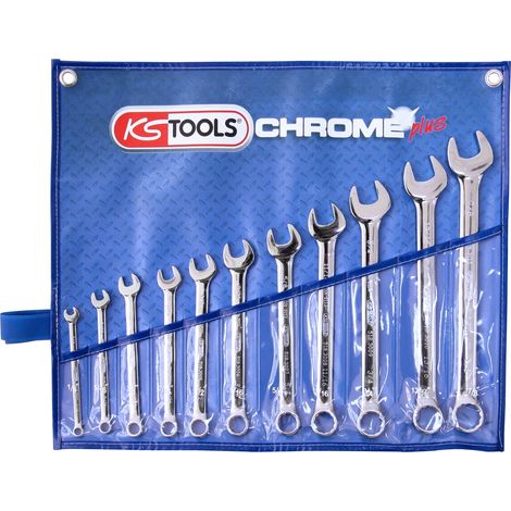 KS Tools CHROMEplus Ringmaulschlüssel-Satz, abgewinkelt, 11-tlg Zoll (1/2)