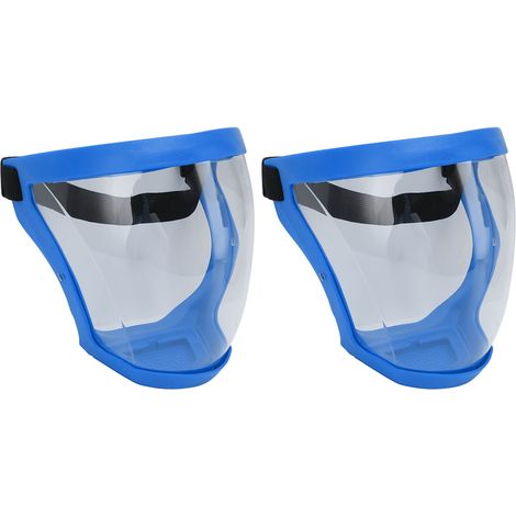 Wiederverwendbare, staubdichte Gesichtsmasken mit elastischem Sicherheitsband und Filtern, transparent, bläulich-weiß, für Erwachsene. (1/5)
