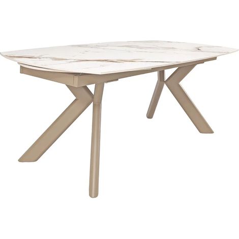 Table à manger ovale extensible 180/260 cm céramique & taupe – CANBERRA (1/5)