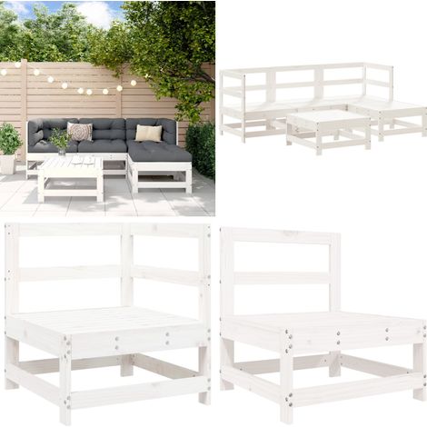 Set Salotto da Giardino 5 pz Bianco in Legno Massello di Pino - Mobili da giardino - Divani da giardino