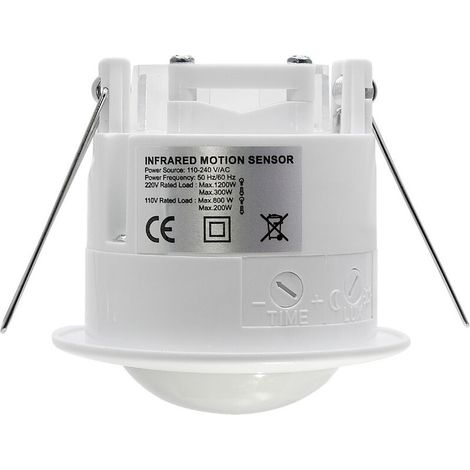 1x Infrarouge Détecteur de Mouvement Encastré Montage au Plafond Intérieur Contrôle des Feux Zone de Travail à 360° Portée de 6m Capteur de Lumière Intégré Blanc (1/5)