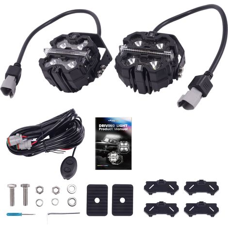 3.5inch Square LED Auxiliary Driving Lights For Off Road ATV 270° Beam 19200LM (1/5)