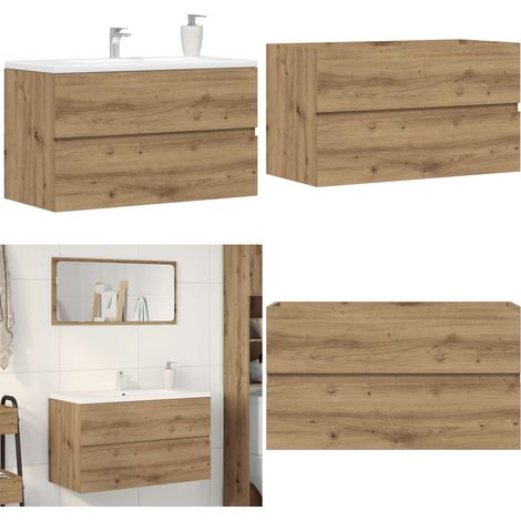 Mueble de lavabo madera ingeniería roble artisian 90x38,5x45 cm - Mueble de baño - Almacenamiento de baño