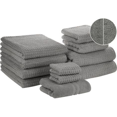 Set of 11 Towels ATAI Cotton Grey