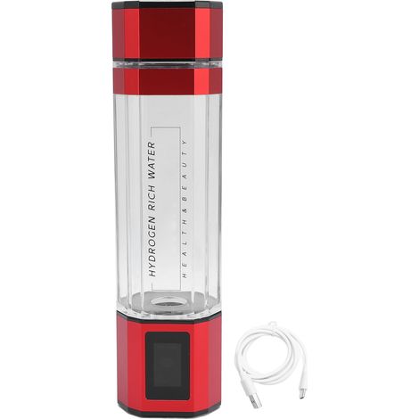 Bouteille d'eau à hydrogène 300ml 5000ppb PCTG Type C 5V, tasse générateur riche Portable pour la maison, le Fitness, le bureau, les voyages, rouge (1/5)