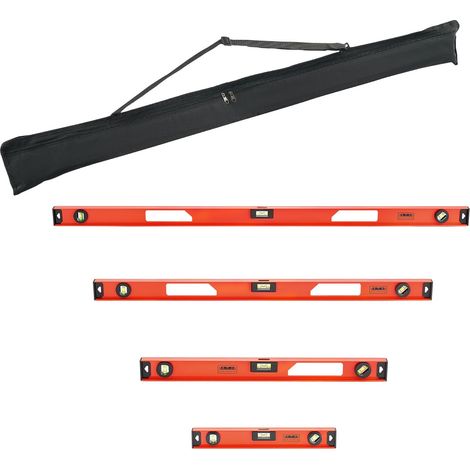 Niveau à bulle magnétique 4 pièces (400/600/900/1200 mm), aluminium I-beam, 3 fioles vertes, trou de suspension, outil de nivellement pour cadres, bricolage (1/5)