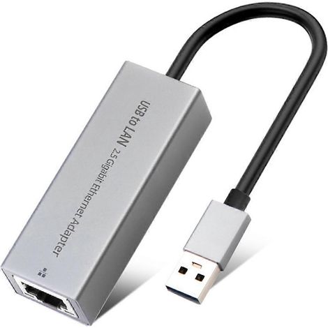 Adaptateur USB 3.0 vers Ethernet Gigabit 2.5G, carte réseau externe 2500Mbps, connecteur RJ45 rapide, compatible PC et consoles, haute performance pour gaming et streaming. (1/5)