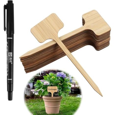 Lot de 40 étiquettes carrées de jardin avec marqueur, imperméables et durables pour légumes, herbes, fleurs (17,8 x 5,8 x 0,2 cm) (1/5)