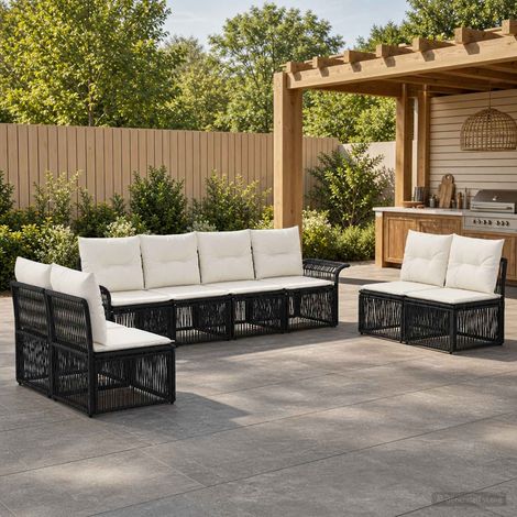 vidaXL Conjunto de sofás de jardín 8 uds. Negro ratán sintético (1/5)