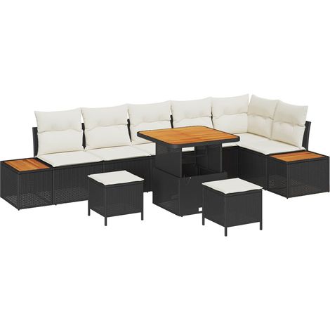 Garden Sofa Set with Cushion 9 pcs Black and Cream vidaXL (1/5)