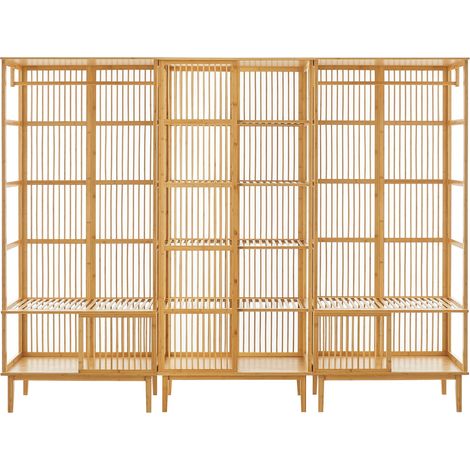 Set di 2 appendiabiti e 1 scaffale bambù 185 x 240 x 45 cm naturale 030008165