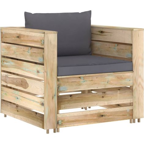 Maison Exclusive - Set Salotto da Giardino 2pz con Cuscini Legno Impregnato Verde