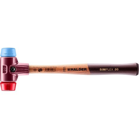 HALDER SIMPLEX TPE Weich-/Kunststoffhammer mit Tempergussgehäuse und Holzstiel - D=30 mm - 3016.030 (1/5)