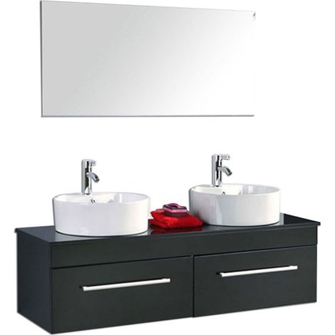 Meuble de Salle de Bain noir 150 cm Lavabo inclus – Carrie (1/5)