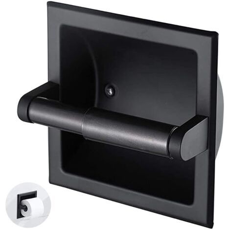 Stück mattschwarzer Toilettenpapierhalter, versenkbarer Toilettenpapierspender für Badezimmer, Wandmontage mit rückseitiger Halterung (1/5)