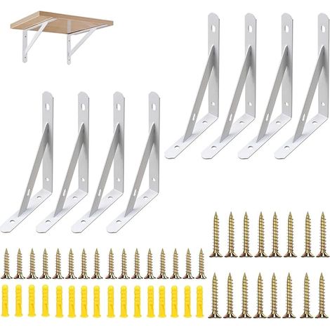 White Wall Shelf Brackets 15 cm Triangular Bracket with Screws for Shelf Decorative Kitchen Bedroom Furniture Hanging Cupboard (1/5)