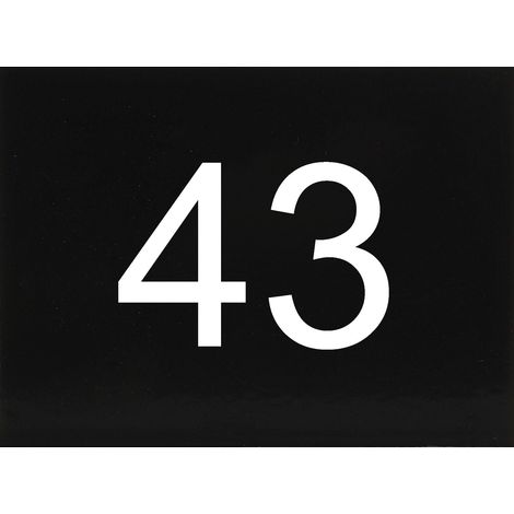 Nummernschild selbstklebend, 40 x 30 mm, Type 43, Kunststoff schwarz glänzend