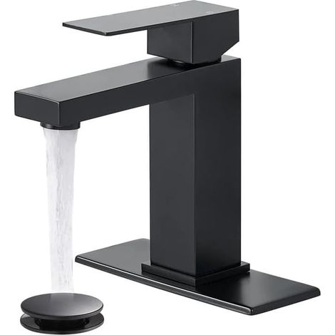 Robinet de lavabo, inox, noir, pour vasque et meuble-lavabo (1/5)