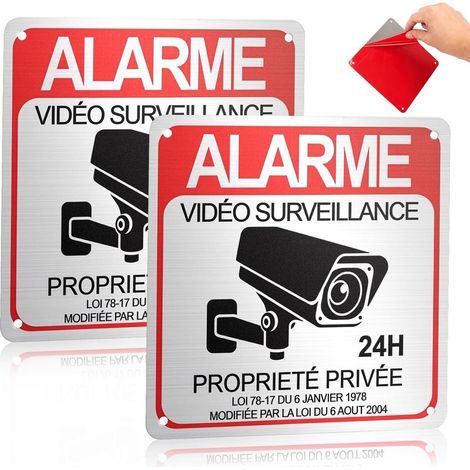 Panneau Video Surveillance - Aluminium Etanche 15x15 Cm - Pour Interieur Et Exterieur - Lot De 2 (1/5)