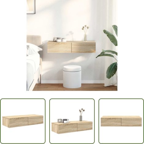 Schubladen - Wandregal mit Schubladen Sonoma-Eiche 80x33x17 cm Holzwerkstoff (1/5)