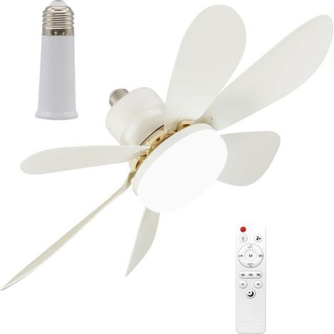 52cm Silencieux Ventilateur de Plafond avec Lumière et Telecommande, 40W Lampe Ventilateur Plafond avec Douille E27, Dimmable LED Ventilateur Plafond pour Chambre, Salon, 3 Vitesses, 6 Pa (1/5)