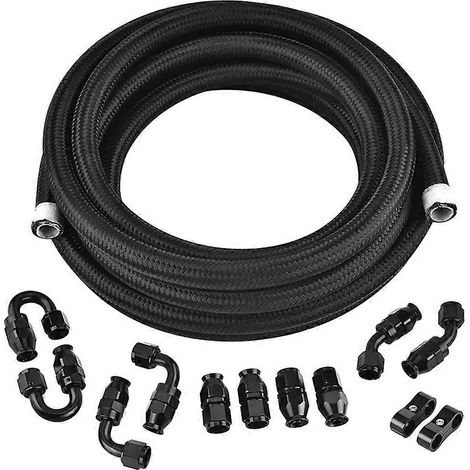 PTFE-Öl-/Gaskühlerschlauch AN6 Kraftstoffleitung, nylonummantelt, 20 Fuß (ca. 6 m) mit 10 Anschlüssen, innen nylonummantelter Gummibremsschlauch (1/5)