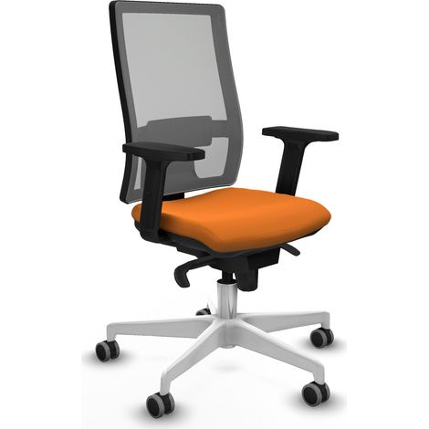 Horna sincro malla gris similpiel naranja brazos 2D base blanca  ruedas 65mm engomadas (1/5)