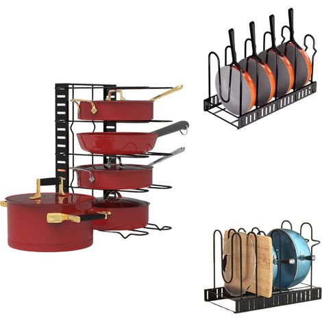 Porta Coperchi Pentole Organizer Padelle con 5 Scomparti Regolabili Salvaspazio (1/5)