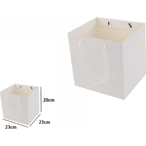 Set 2 Pcs Enveloppes Sac Cadeau Blanc 23 X 23 X 20cm Poignées Corde 69246