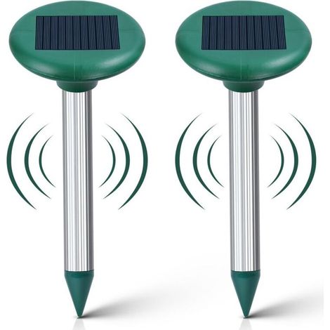 Lot de 2 Répulsif Taupe Solaire - Répulsif Ultrason Mole Chasse - Taupe Solaire Intelligent Combine Sons et Vibrations Anti-Taupe Rats (1/5)