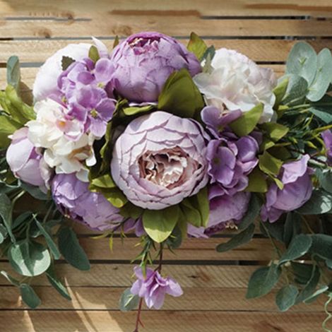 Swag Floral artificiel violet clair 75cm, fleur réaliste pour décor de linteau de porte, pièce maîtresse de Table (1/5)