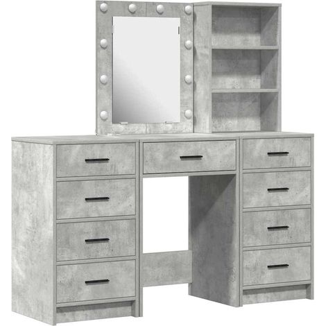 Maison Exclusive - Schminktisch mit Spiegelbeleuchtung 3 pcs Grau