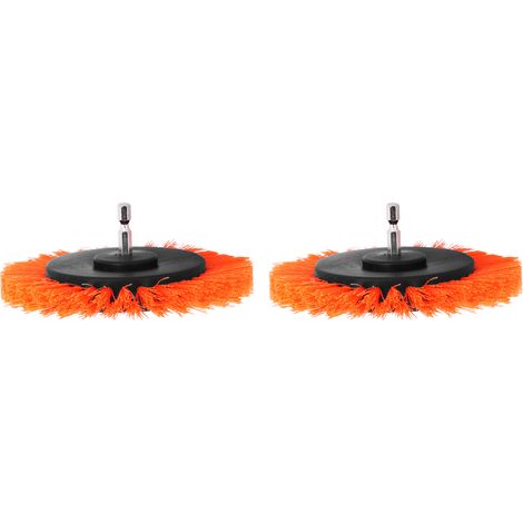 Lot de 2 brosses de perceuse 8,9 cm, accessoire électrique résistant pour tapis et décoration, orange (1/5)