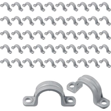 Tuyau en PVC à double trou avec collier de serrage, clip en U pour tuyau en PVC à 2 trous (50 pièces, 3/4 pouce) (1/4)