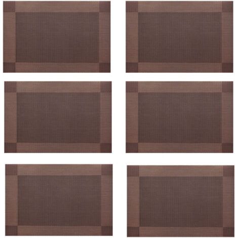 BUNTHAUS Lot de 6 sets de table en PVC lavables, coloris marron, style européen décoratif (1/3)