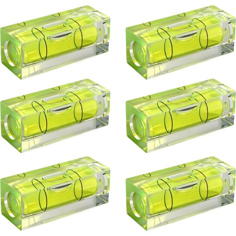 Lot de 6 mini niveaux à bulle, libellules en boîte 15 × 15 × 40 mm, mini niveau à bulle pour camping, caravane, appareils photo, images fixes, niveau à bulle en acrylique (1/5)