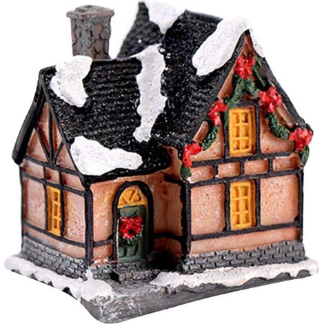 Mini village de Noël, paysage personnages pot de fleurs conte de fées accessoires de jardin (style décontracté) (1/4)