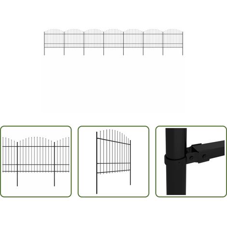 vidaXL Gartenzaun mit Speerspitze - Gartenzaun mit Speerspitze Stahl 1248 x 175 cm Schwarz (1/5)